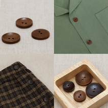 소잉데일리] 나무단추 모음_ 단색 컬러 캐릭터 장식 등, 5. 사이즈별 나무단추 세트, 오목 브라운 58288