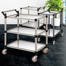 저소음 바퀴 대형 구내식당 3단 서빙 카트 레스토랑트롤리 촬영용카트, 일반형 스텐 2단 대