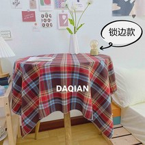 크리스마스 체크 식탁보 빈티지 피크닉 천 테이블보 레드 크리스마스 홈파티 식탁보, 원형지름120cm, 레드체크