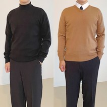 남자 목폴라 반폴라 브이넥 라운드 캐시미어 정장 니트 L-3XL