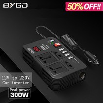 BYGD 300W 자동차 인버터 DC 12V AC 220V 전원 변환기 분배기 4 USB 빠른 충전 범용 소켓 스마트 전압 모니, 01 Universal socket