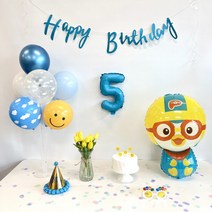 뽀로로 생일파티 풍선 세트 캐릭터풍선 가랜드 스탠드, 옵션_뽀로로 파티세트