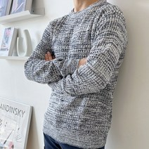 국산 남자 라운드 심플 보카시 니트 티셔츠 CHE-1K2