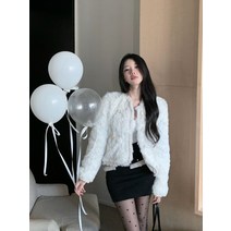 여성 에코 퍼 자켓 숏 하프 반 코트 인조 양털 시어링 페이크 밍크 모피 털 아우터 SY