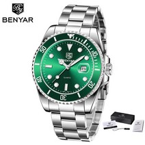 다이빙컴퓨터 노스엣지 프리다이빙BENYAR-최고 브랜드 럭셔리 패션 다이버 시계 남성 방수 날짜 스포츠 쿼, 01 Green