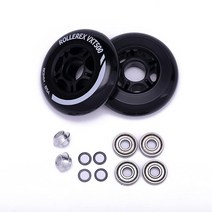 Rollerex VXT500 인라인 스케이트/롤러블레이드 휠 (베어링 스페이서 및 와셔 포함 2팩) - 롤러 블레이드 립스틱 수하물 수하물 또는 휠체어에 사용 (스틸 블랙, Steel Black
