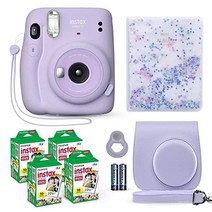 124222 폴라로이드 카메라 후지 필름 InStax Mini 11 인스턴트 카메라 스카이 블루 + 후지 필름 밸류 팩 (40 장) + 셔터 액세서리 번들 대응 캐리 케이스 셀카, 라일락 자줏빛