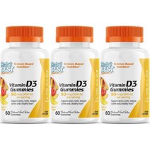 Doctors Best Vitamin D3 Gummies 닥터스베스트 비타민 구미 60정 3병, 3개