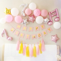 폴부띠끄 핑크심플 생일파티 풍선 세트, 1세트
