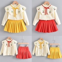 [세트구성] 체리투피스 여아상하세트 치마세트 공주룩 키즈상하복 니트투피스 니트원피스