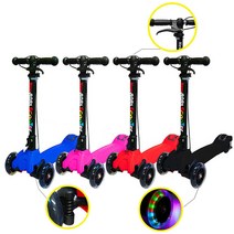 접이식 어린이 키즈 스쿠터 808s 유아동 킥보드 씽씽카 듀얼 브레이크 발광바퀴, 시크한 블랙