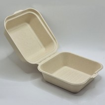 리어스팩 펄프용기 친환경 펄프도시락 종이용기 햄버거(뚜껑일체형) 크라프트50개 P1 (크라프트색상)