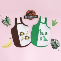 둥이스토리 반반나시 강아지옷 애견의류 면나시 여름나시 귀여운 메쉬원단 캐릭터 끈나시 여름나시, 원숭이_브라운