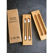 면봉 수정 메이크업 클렌징 긴면봉 두피 스켈링 솜방망이Bioddegradab 목화 싹 대나무 귀 면봉 재사용 가능, 06 Model 2 bamboo stick