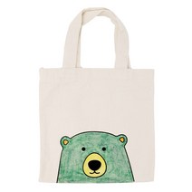 민화 미니 에코백 만들기 무지 캔버스 천 가방 미술 색칠 놀이 꾸미기 홈스쿨링 재료, 민화 미니 에코백 : 곰, 1개