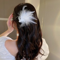 프렌치 헤어 집게핀 패션 화이트 깃털 헤어 클립 여성용 발톱 하이 엔드 머리띠 액세서리 모자 쓰고 있죠