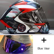 바이크 부품 풀페이스 오토바이 헬멧 X14 화이트 뒤 라이딩 모토크로스 레이싱, 12 B with blue visor_04 XXL