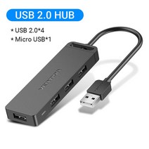 vention usb 허브 3.0 멀티 usb 분배기 4 usb 포트 3.0 2.0 마이크로 충전 전원 lenovo xiaomi macbook pro pc 허브 c usb 3 0, 06 USB 2.0 with power