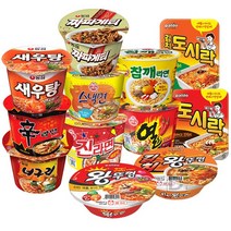 [블루존] 용기컵라면 12종 농심(신라면+너구리+새우탕+짜파게티)+오뚜기(진라면매운+스낵면+열라면+참깨)+팔도(왕뚜껑+김치왕뚜껑+팔도도시락+김치도시락), 1세트