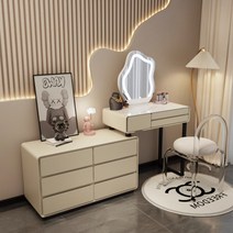 화장대 침실 모던 심플 수납장 코너 일체형 화장대, 원목암판 + P