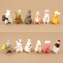 테라리움 만들기 재료 동물 피규어- 러블리 토끼 6P세트 2종, B세트