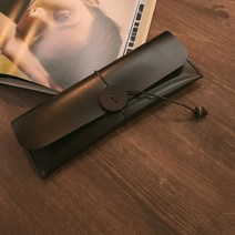 가죽공방 더 보테가 (무료이니셜각인)가죽필통 - 천연소가죽을 손바느질로 만든 더보테가 100% 핸드메이드 필통 펜케이스, 1개, 비비지 다크브라운