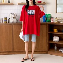 코지일이삼 코지23 여자 클래식 사진 프린팅 빅사이즈 오버핏 반팔티 (8474532)