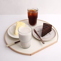 우드 반달 트레이 반원 쟁반 원목 카페, 스노우화이트