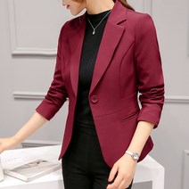 오피스룩 블랙 여성 블레이저 정장 슬림 레이디 오피스 작업복 포켓 자켓 코트 캐주얼 숏 팜므