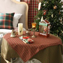 (맞춤가능)크리스마스 앤틱 체크 테이블보/식탁보/테이블커버/식탁커버, L(140x170), 레드체크