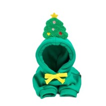 강아지 겨울용 따뜻한 옷 귀여운 플러시 코트 후드 애완 동물 의상 재킷 강아지 고양이 프렌치 불독 치와와 강아지 크리스마스 의류, XS, 그린 크리스마스 트리