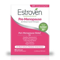 Estroven 신체 및 사이클 변화를 위한 폐경기 전 완화 핫 플래시 야간 땀 감소 및 체중 관리, 30 정