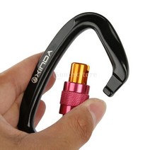 강한 나사 잠금 D카라비너 캠핑 산악 등반 레펠24kn, 블루