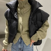 박시니트가디건 CHIC 겨울 가을 보이핏 볼륨 스탠딩카라 싱글 버튼 와이드 루즈핏 솔리드 무지 긴 소매 2654586628