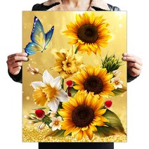 FASEN 액자 캔버스형 보석십자수 DIY 키트 40 x 50 cm, ZSH159.해바라기