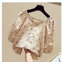 QiYuQoo 오간자 왕리본 면접블라우스 바스락셔츠 홈쇼핑 땡땡이블라우스 폴카 도트 쉬폰 셔츠 여성 반