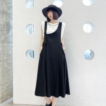 여자 연예인 멜빵 치마 점프수트 어깨 블랙 데님 보세 키큰 a라인 스커트 가을 여성 롱 청치마 특이한