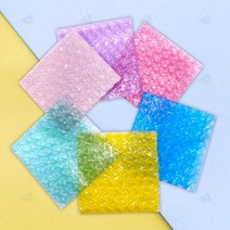 컬러 하트 뽁뽁이 에어캡 데코 포장 10X10cm 봉투 1P, 옐로우