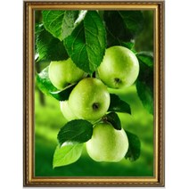 보석십자수청사과 재물 그린 보석자수 여름 풋사과 아트 DIY 원형 비즈 큐빅 40X50cm 주문제작 집에서할수있는취미 액자형 아님