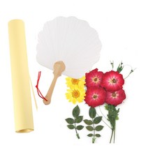 압화부채만들기쎄트/꽃부채 대 JFPS35 꽃누르미패키지, 접착한지, 핀셋