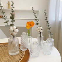 유리 꽃병 화병 스트라이프 디퓨저용기, 레터링