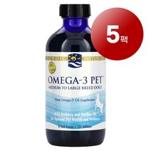 리암마켓 Nordic Naturals 노르딕 내추럴스 중대형견용 면역 건강한 피부 털 관리 보충제 오메가-3 237ml 1팩, 5팩