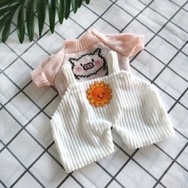 PKTOYS 귀엽고 DIY 피겨 액세서리 뽀글 귀여운 리스마스 여자친구 선물 추천 오리인형 옷 30cm, 수박 레드핑크 돼지옷 흰 멜빵바지, 30센티 오리 피규어 적합