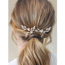 FREELIFE 레트로 여성 웨딩 헤어핀 3 개 잎 꽃 헤어 쥬얼리 세련된 신부 헤어피스 수제 헤어 클립 신부 헤어 액세서리