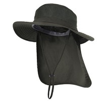 Camptrace 남성 여성 햇빛 차단 모자 넓은 챙 하이킹 자외선 목 플랩 포함 UPF 50+ 낚시 원예 베이지 5705005367, Dark Green_One Size