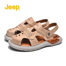 JEEP 여름 남성용 천연 가죽 샌들 아메리칸 스타일 비치 샌들 P11100080K
