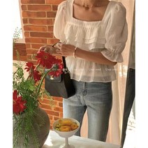 여성반팔프릴캉캉리본러블리크롭블라우스