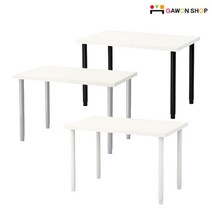 이케아 LINNMON 테이블 (100X60/화이트)+OLOV 길이조절다리, 테이블색상:화이트|다리색상:화이트