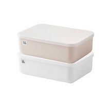 락앤락 선반정리 수납함 2L 리빙박스 탕비실/사무실/침대밑/옷장안/욕실/드레스룸/펜트리 커피/티백/차/파일/라면 미니 낮은 보관함, 라이트핑크+아이보리, 2개