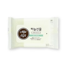 하늘선물물티슈(10매 리필) 휴대용 소형 파우치형 아기 유아 판촉 홍보, 10개, 1개